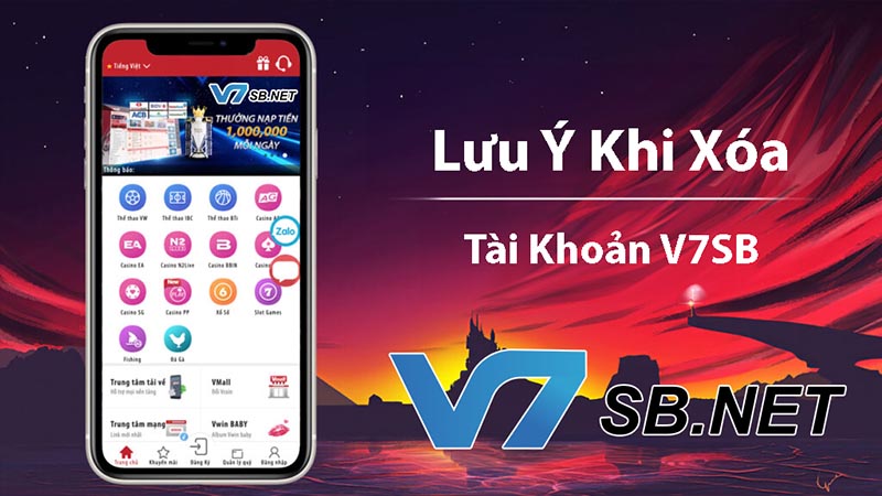 Những lưu ý khi xóa tài khoản V7SB